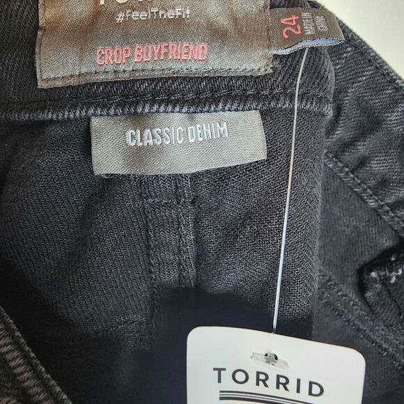 Torrid Crop Boyfriend Jean - Classic Denim Medium Wash, Anthracite, Size 24 - Picture 7 of 8
